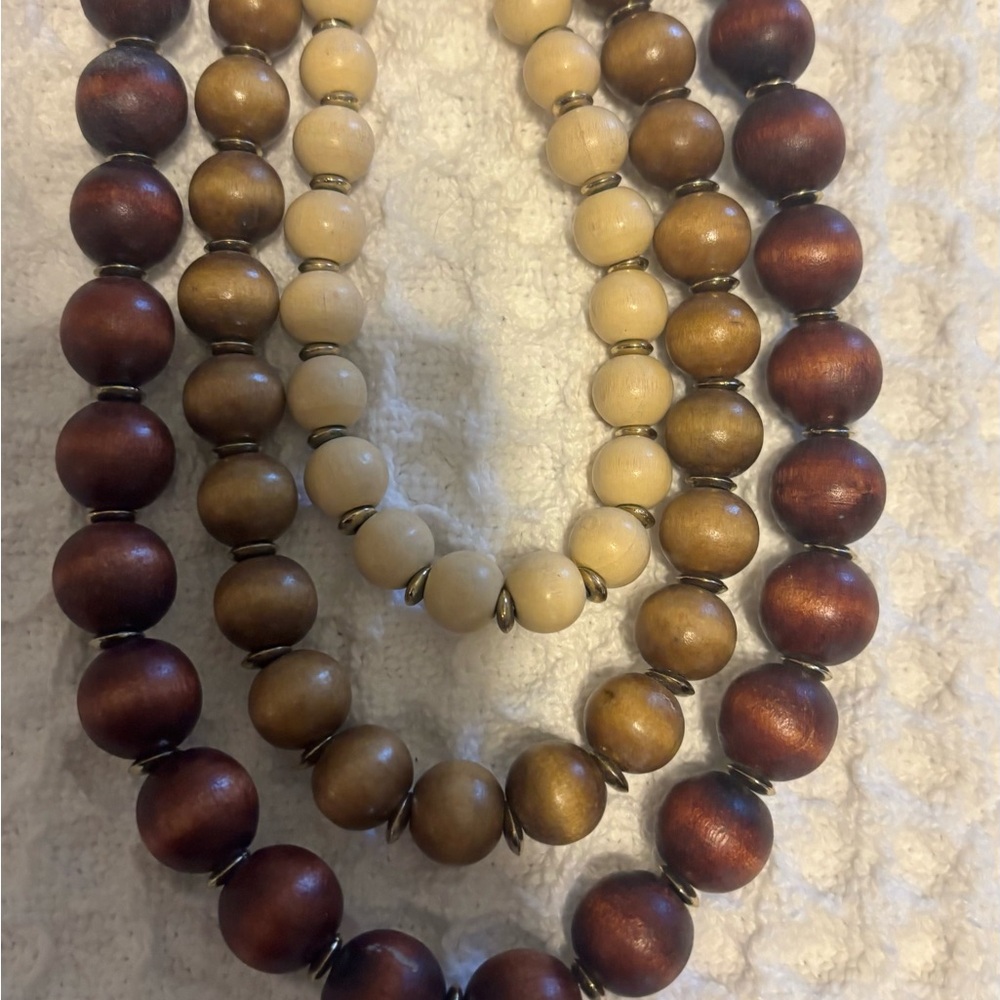Multi-Strand Wooden Bead Necklace